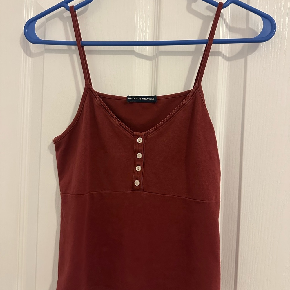 Brandy Melville Red Camisole with Button Detail